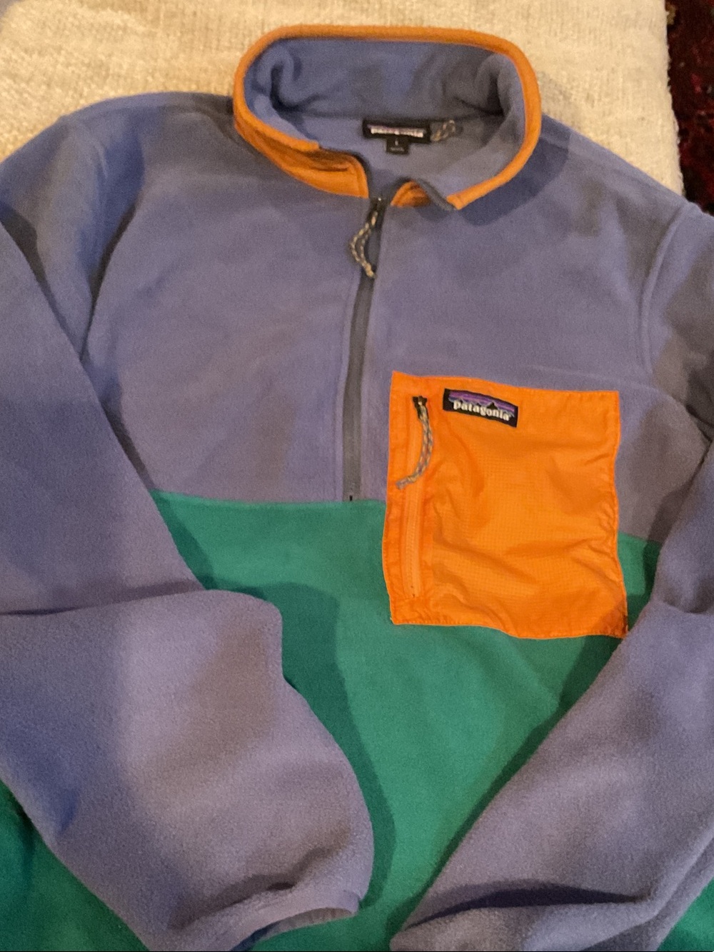 Patagonia Lavender, Green & Orange Half-Zip Fleece Pullover